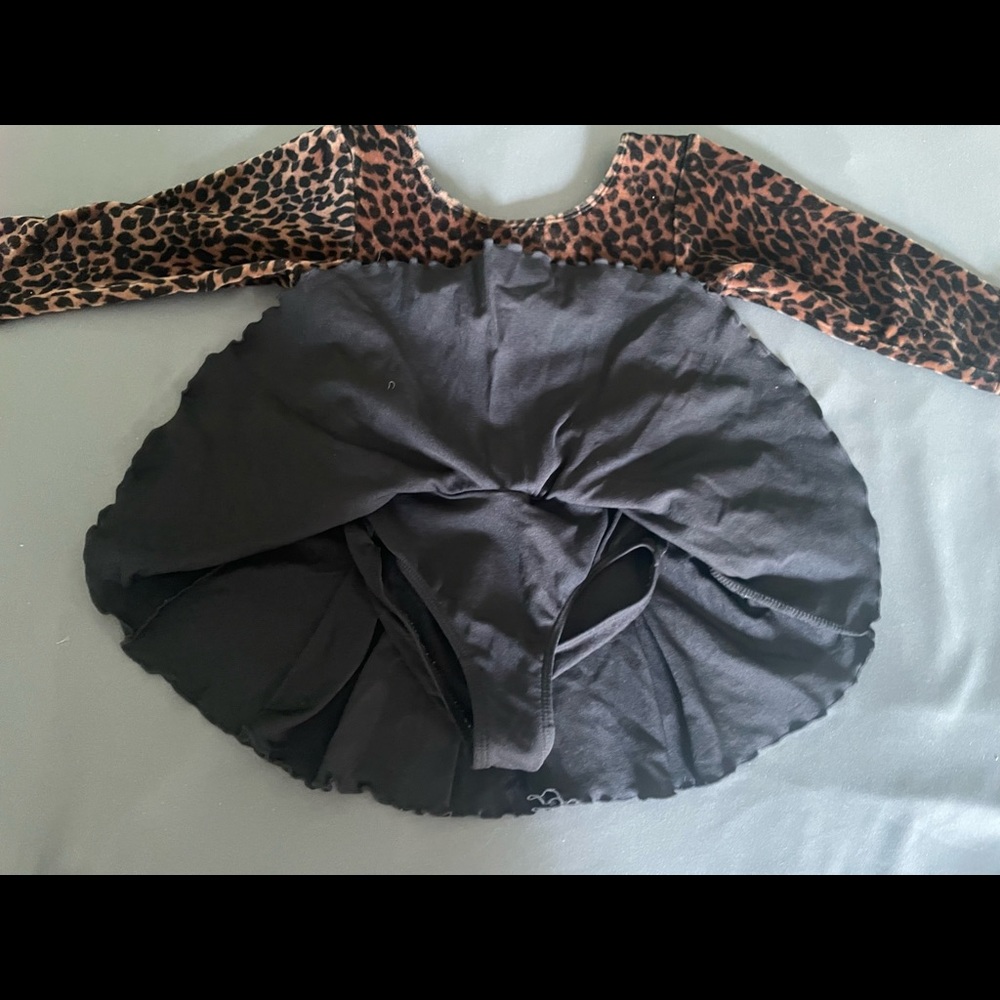 Leopard black skirt dance leotard
